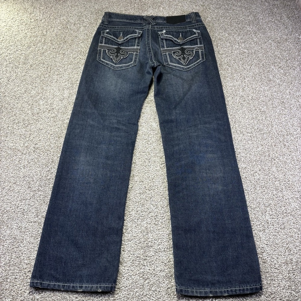 Xtreme Couture Jeans Mens 28x30 Blue Med Wash Regular Straight Denim Embroidered